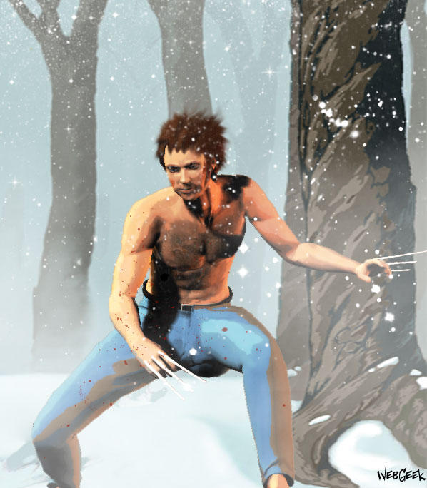 Young Wolverine in the Snow -
