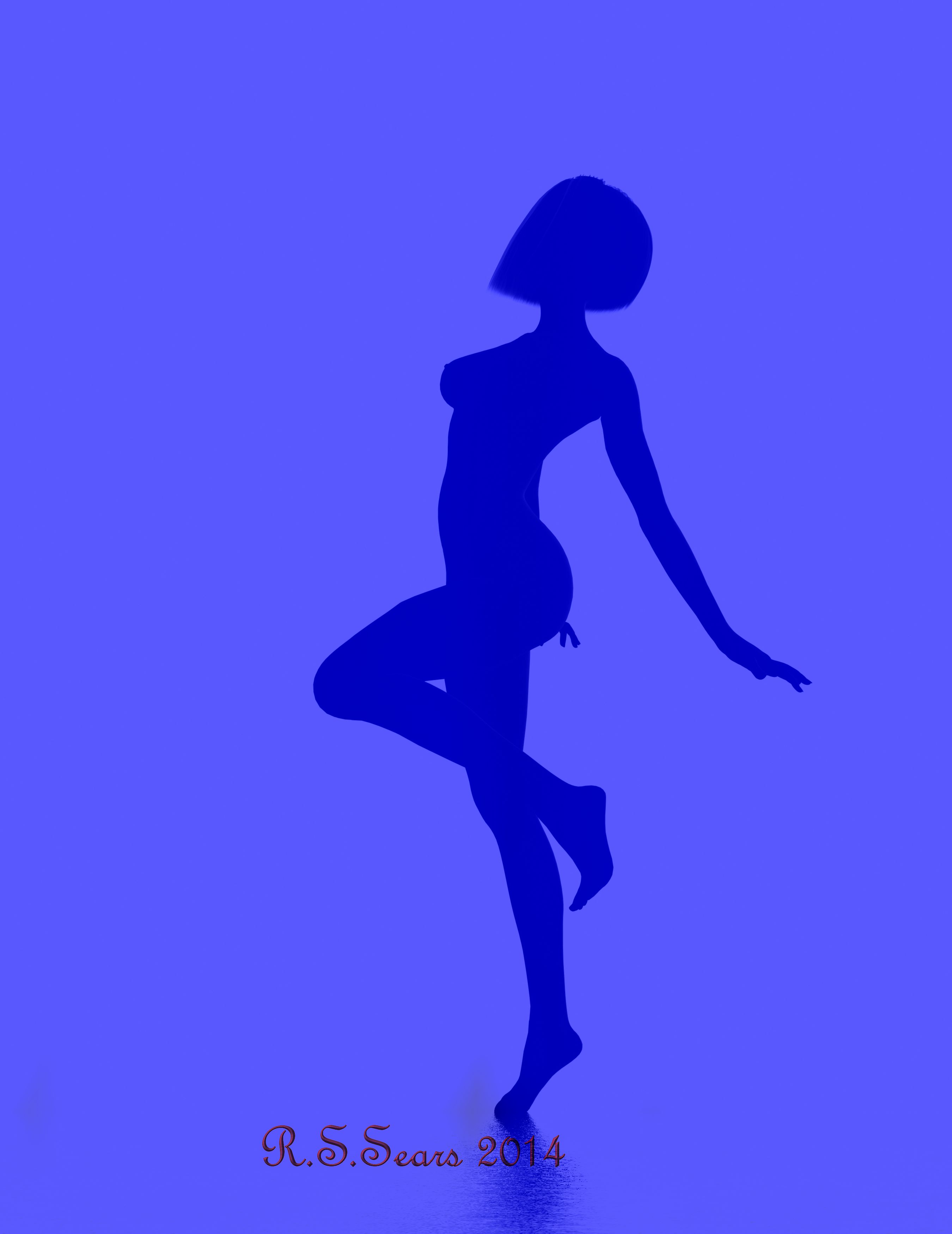 silhouette in blue