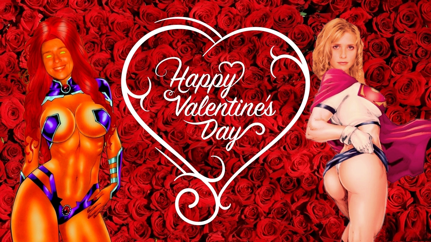 Happy Valentines Day Starfire & Supergirl