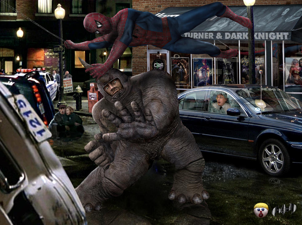 HM/C2F Crossover: Spidey vs Rhino by Dark Knight and Bill turner