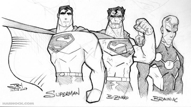 Superman, Bizzaro and Brainiac
