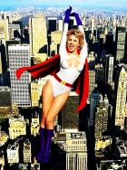 Powergirl Flying over NYC