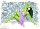She-Hulk posing on boat